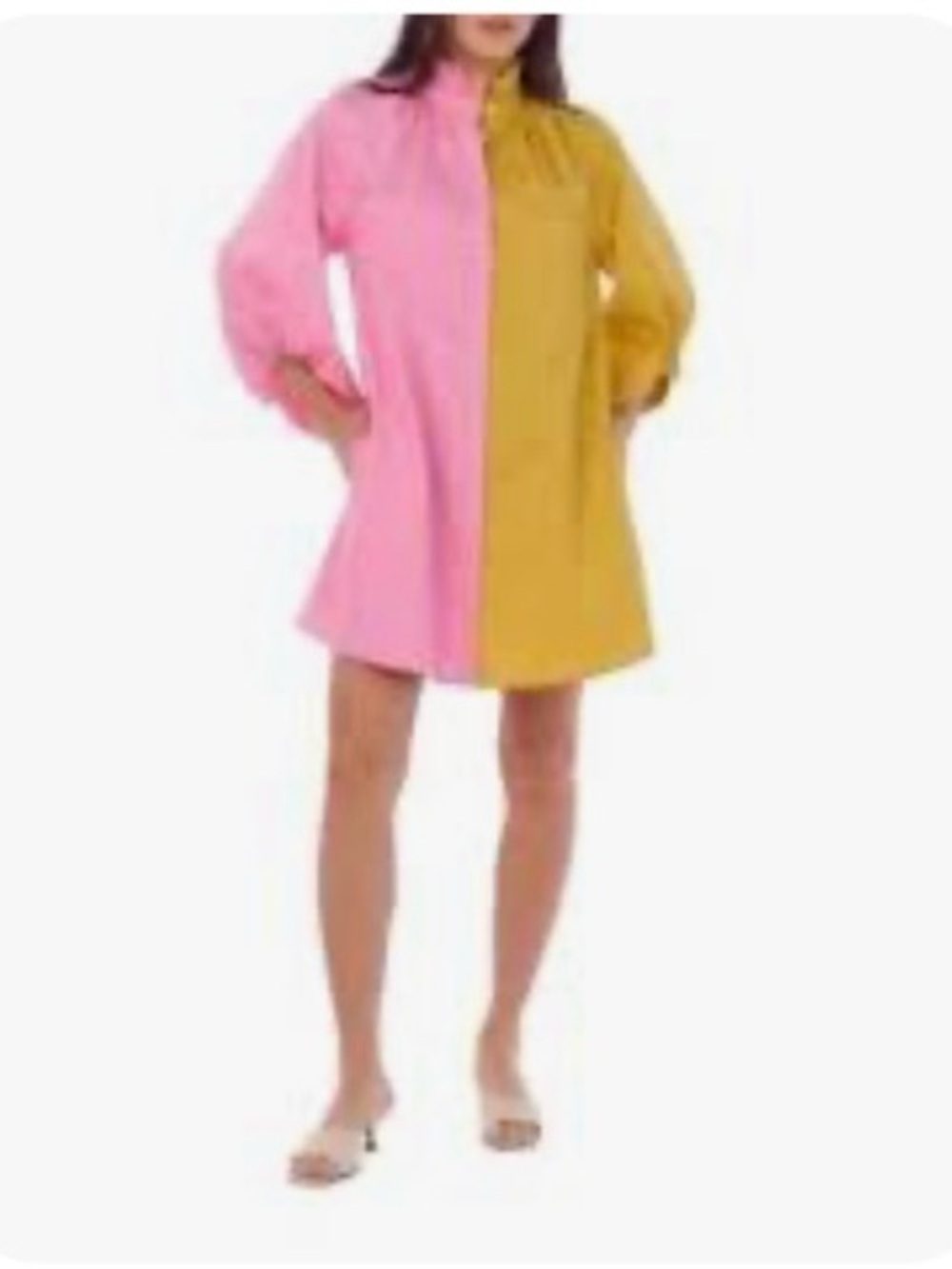 Crosby. Two-Tone Pink and Mustard A-Line Dress